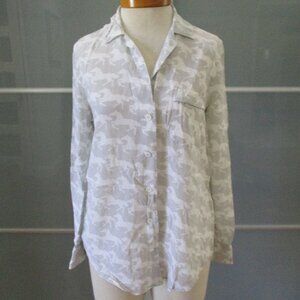 *SOLD* Equipment Femme Horse Print Long Sleeve 100% Silk Blouse